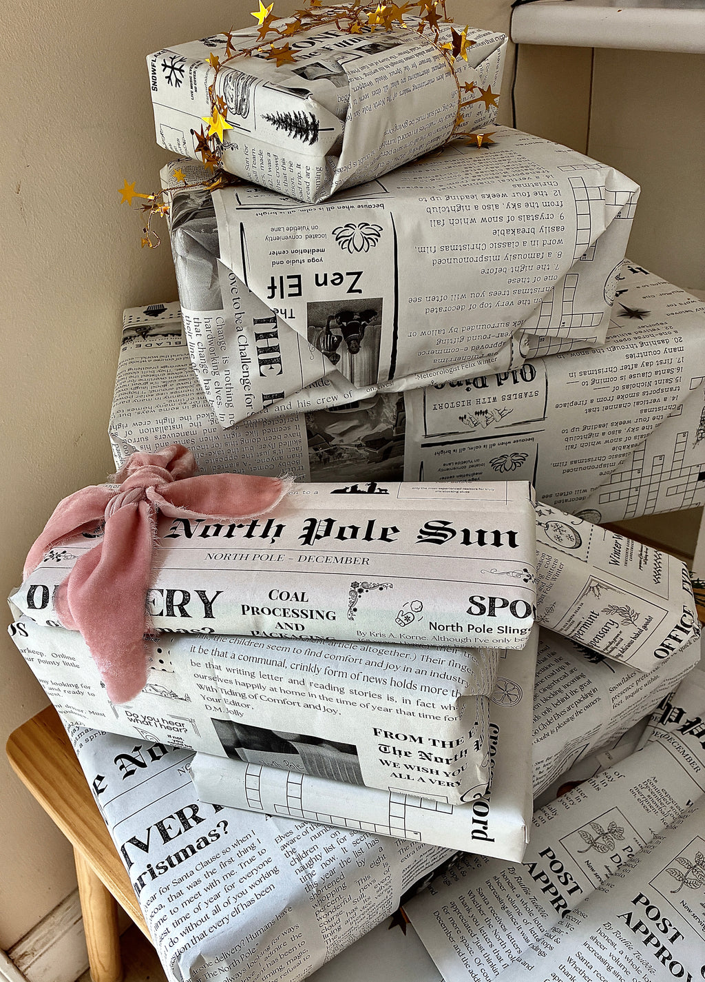 North Pole Newspaper Gift Wrap