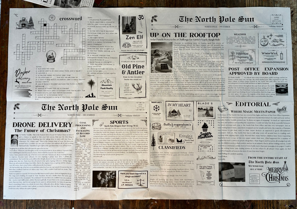 North Pole Newspaper Gift Wrap