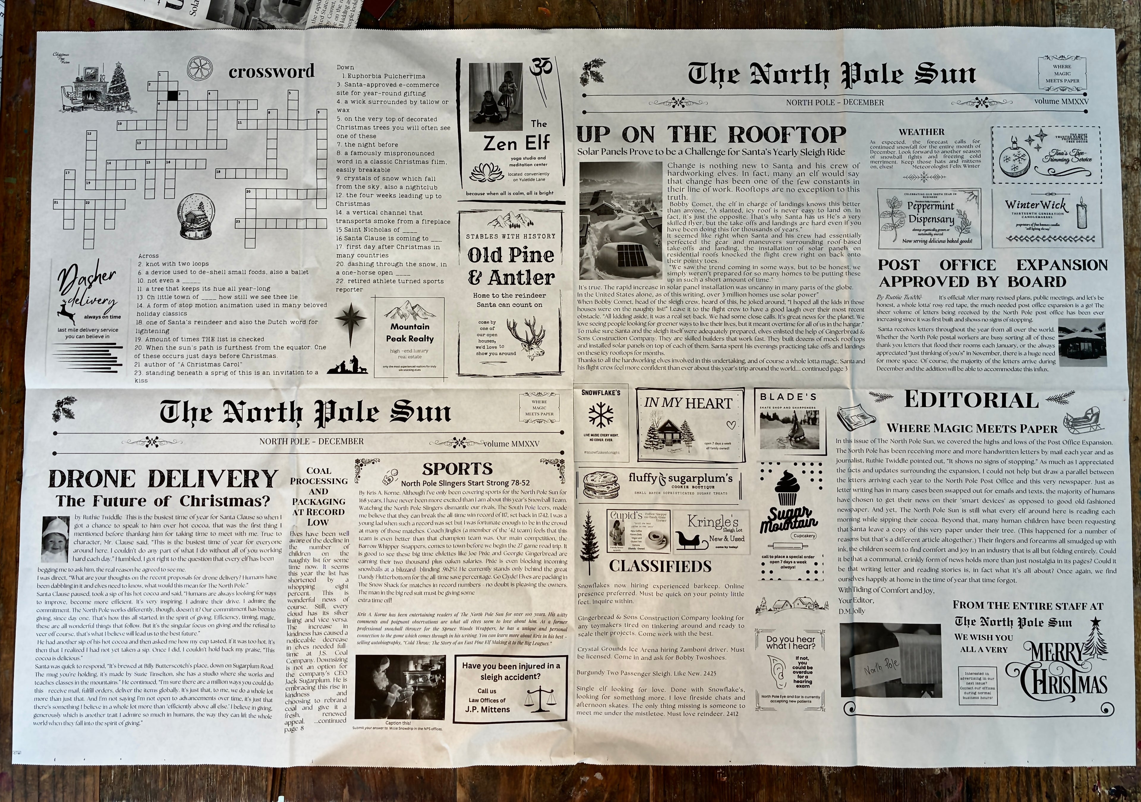 North Pole Newspaper Gift Wrap