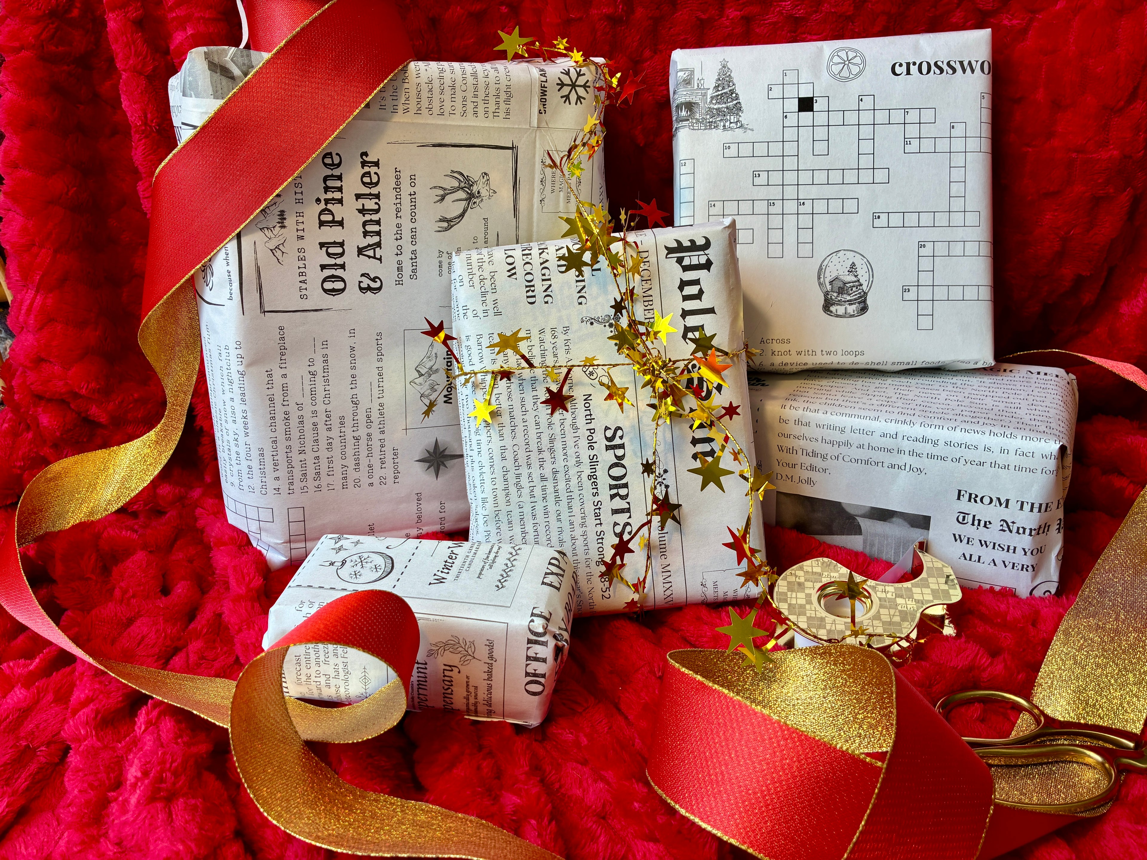 North Pole Newspaper Gift Wrap