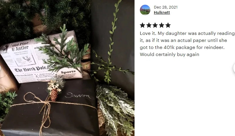 The North Pole Sun review on Etsy
